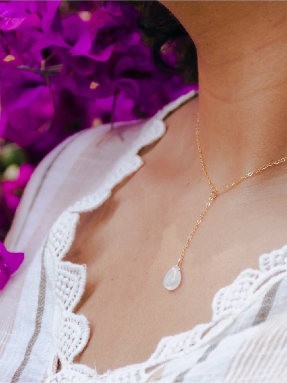 Moonstone Lariat Necklace
